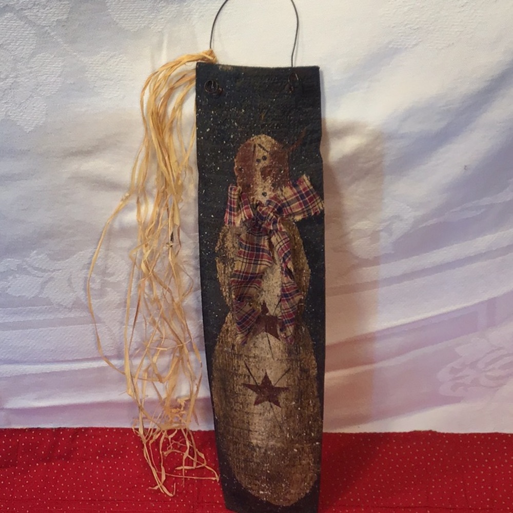 Rustic Snowman handpainted/crafted on barrel stave